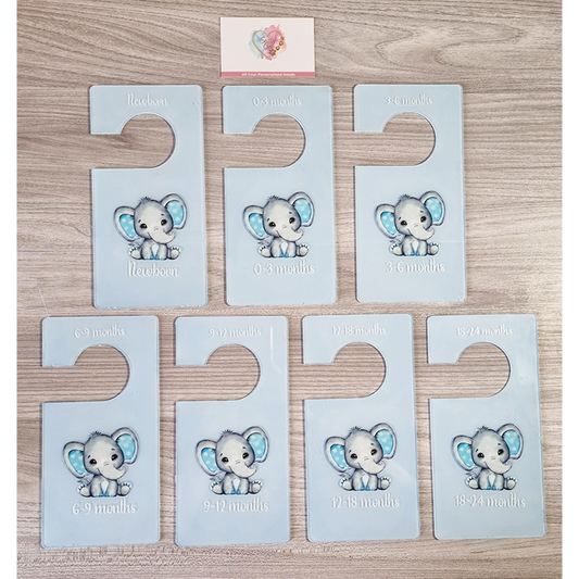 7 Piece Set - Blue Acrylic Blue Elephants