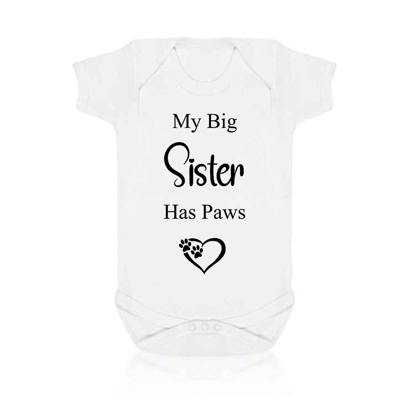 My Big Sister Has Paws Baby Vest