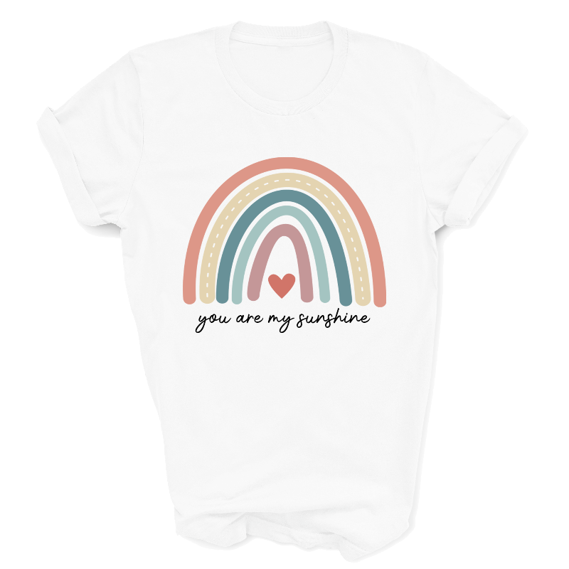 You Are My Sunshine Rainbow Print Adult White T-Shirt