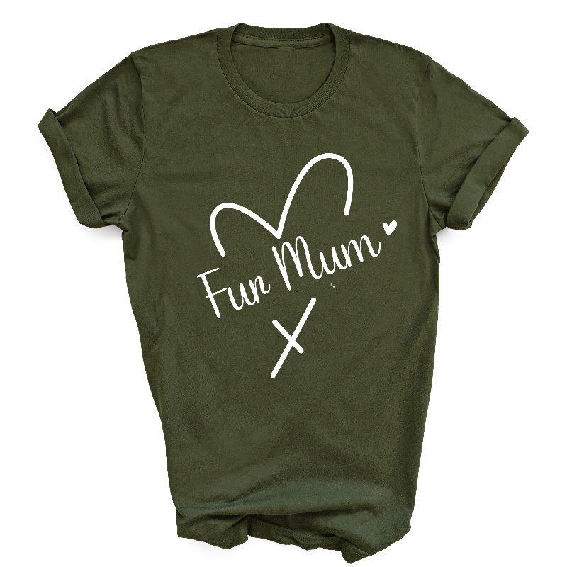 Fur Mum White Text on Military Green T-Shirt