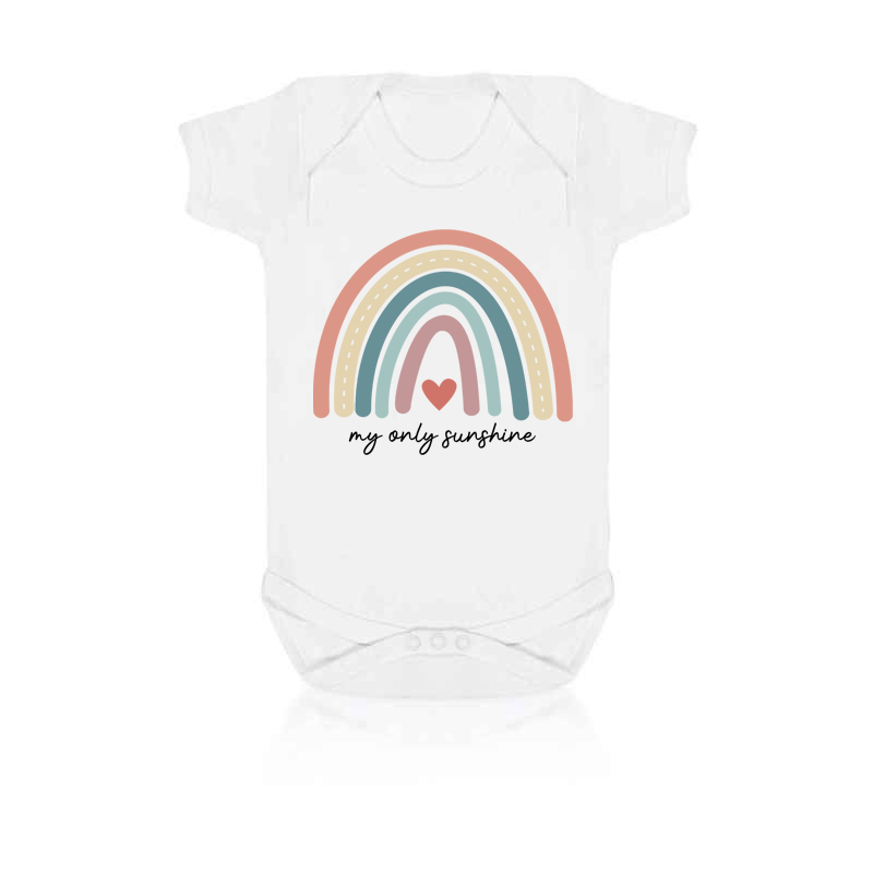 "My Only Sunshine" rainbow print baby vest