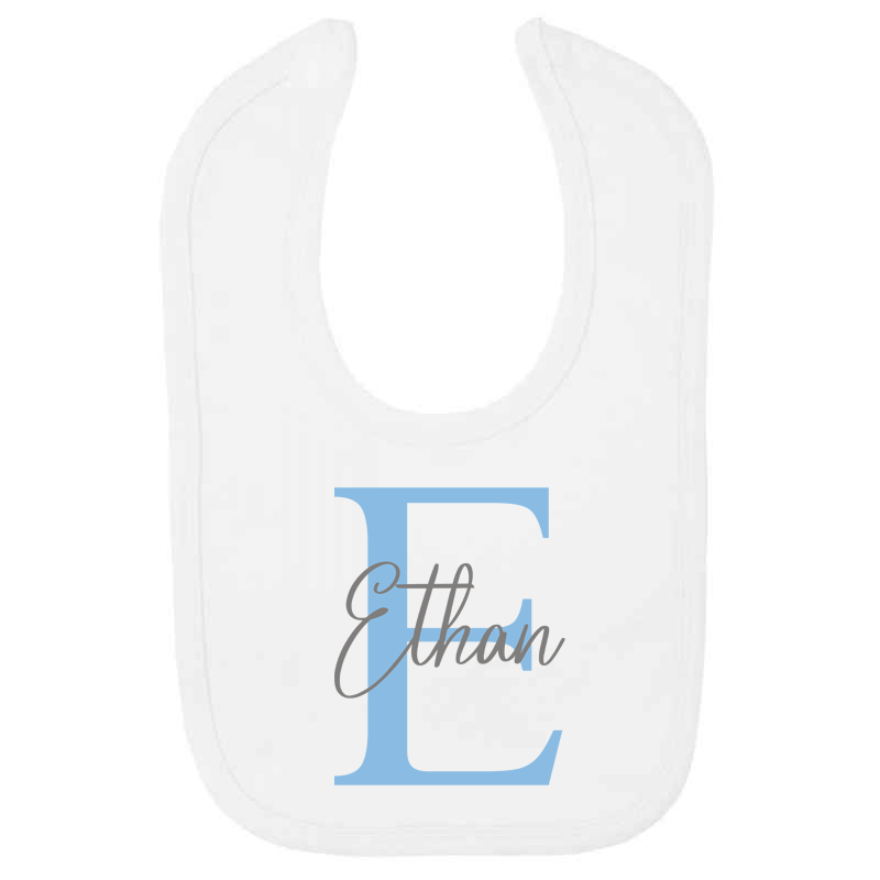 Personalised Letter & Name Velcro Bib Blue