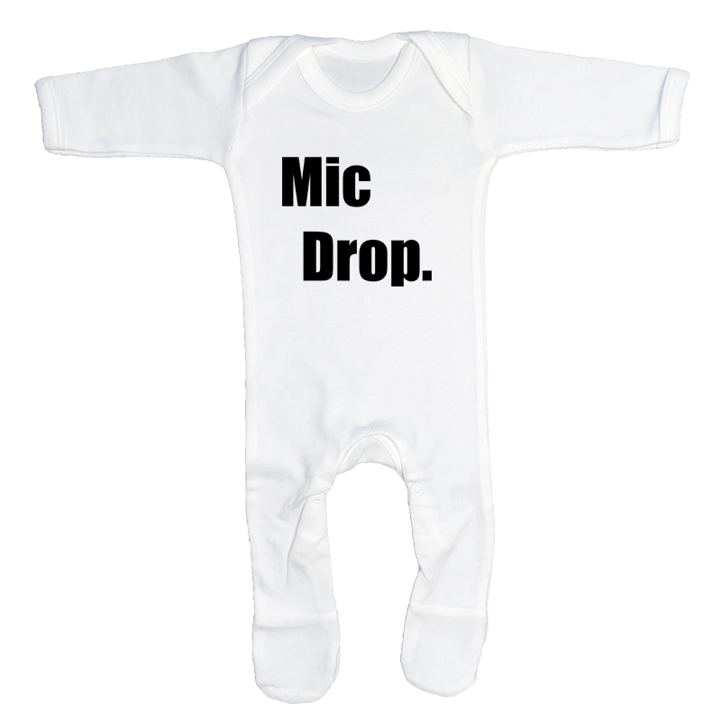 The Mic Drop White Baby Sleepsuit