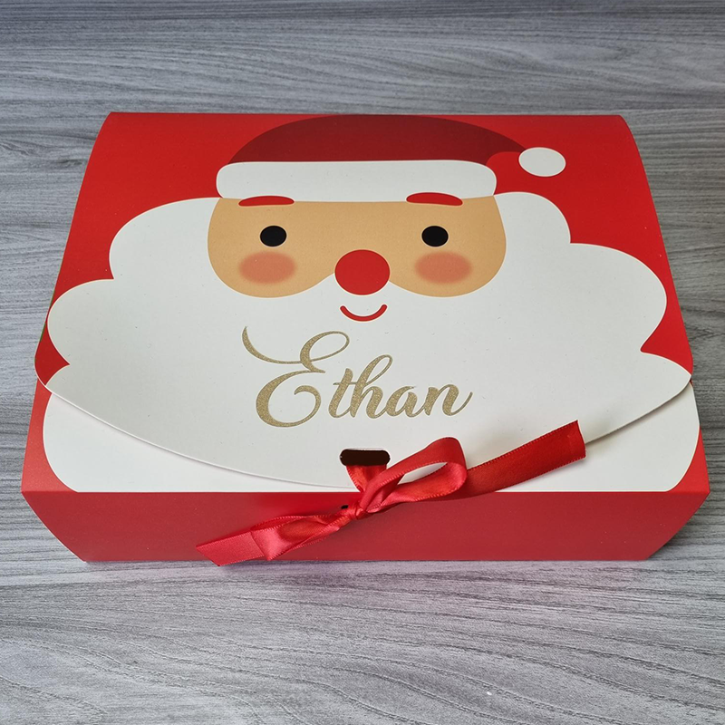 Small Santa Box Gold Glitter Writing Example