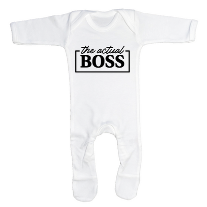 The Actual Boss Infant White Sleepsuit