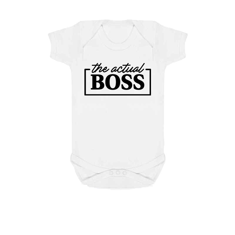 The Actual Boss Infant White Baby Vest