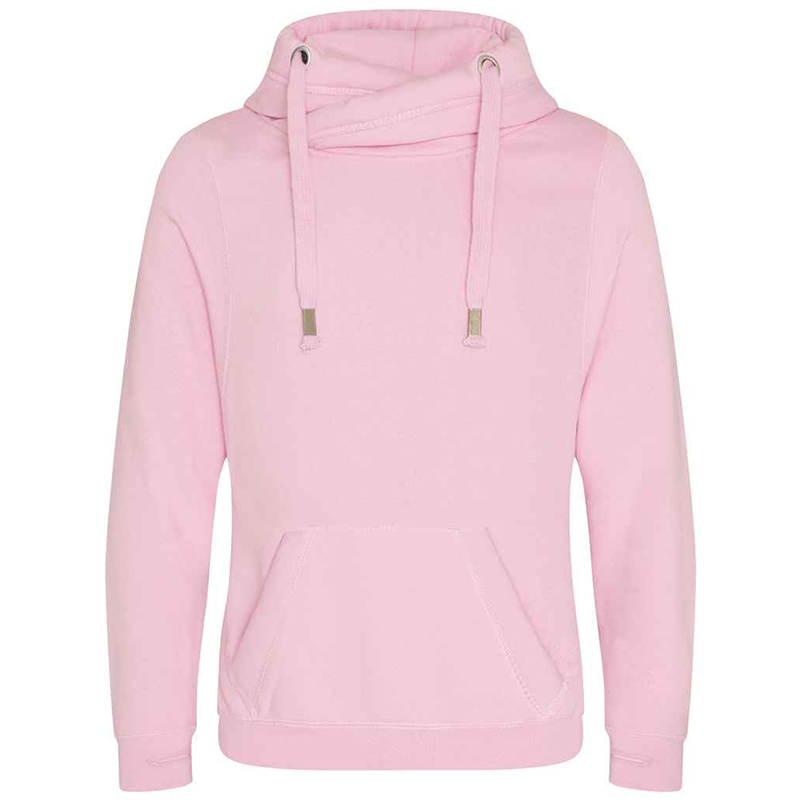 Customisable Cross Neck Baby Pink Hoodie Front