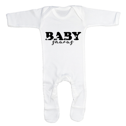 Baby Saurus White Baby Sleepsuit