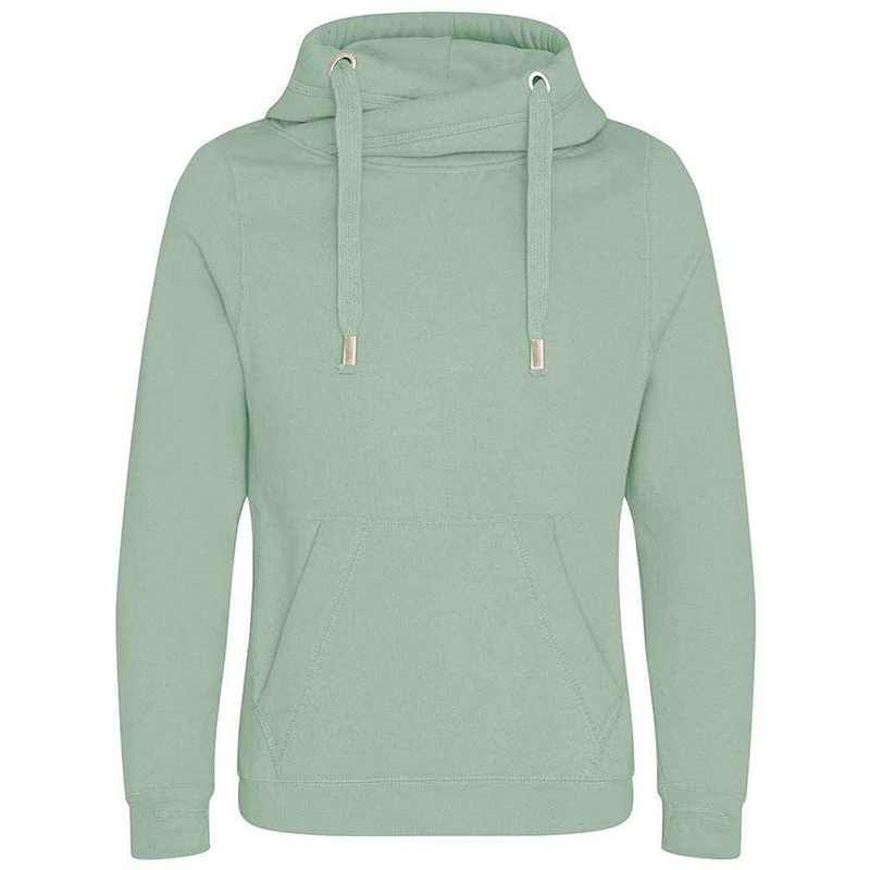 Customisable Cross Neck Dusty Green Hoodie Front