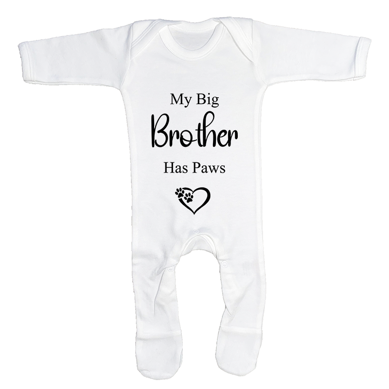 My Big Brother Has Paws Baby Sleepsuit