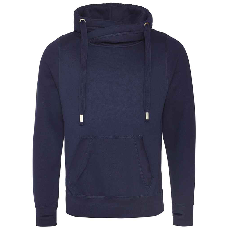 Customisable Cross Neck Navy Hoodie Front