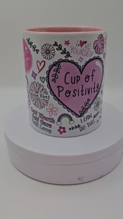 360 degree rotating view cup of positivity mug