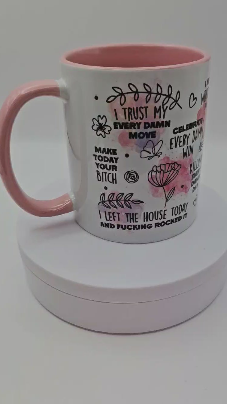 360 degree rotating view sweary affirmations mug