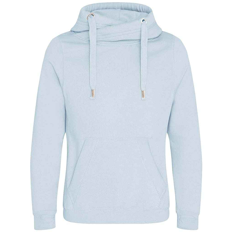 Customisable Cross Neck Sky Blue Hoodie Front