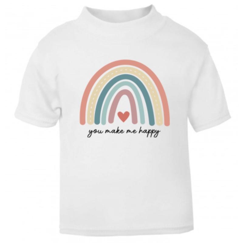 "You Make Me Happy" rainbow print infant t-shirt