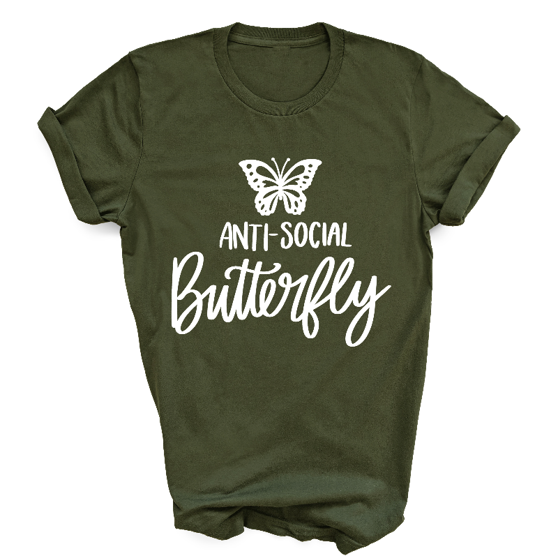 Anti Social Butterfly Military Green T-Shirt