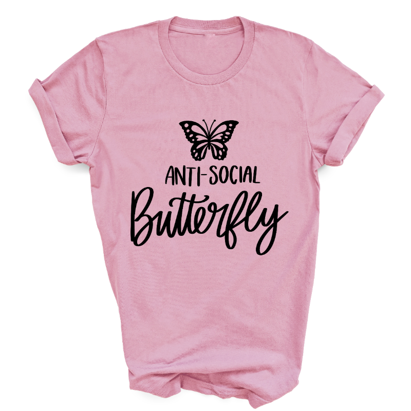 Anti Social Butterfly Light Pink T-Shirt