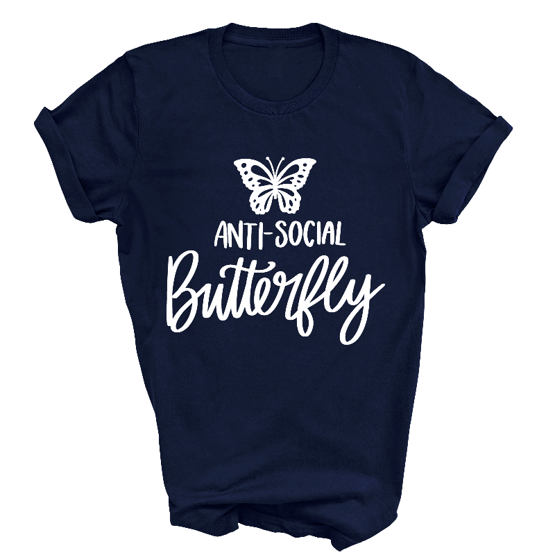 Anti Social Butterfly Navy T-Shirt