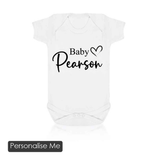 Personalised family name baby vest