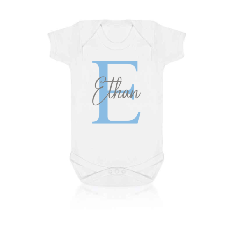 Blue Personalised Letter & Name Baby Vest Blue
