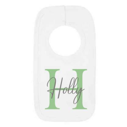 Personalised Letter & Name Pullover Bib Green